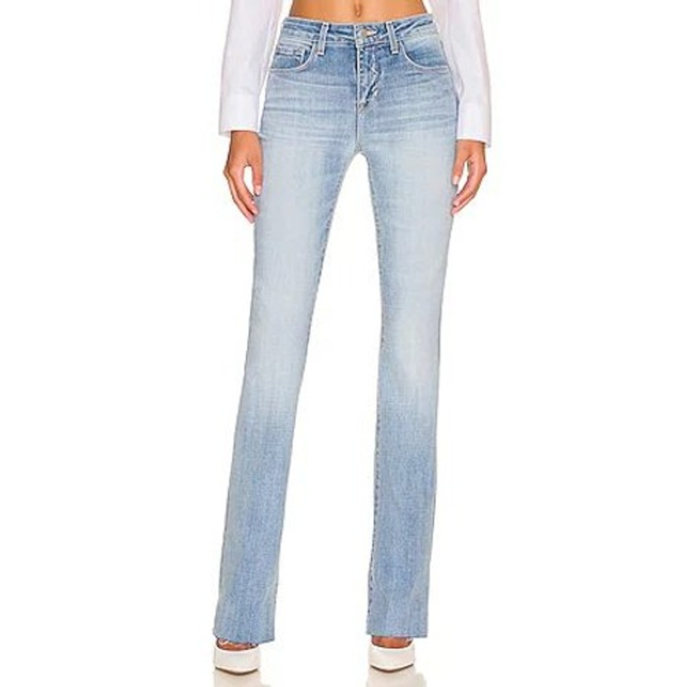 L'Agence Ruth High Rise Straight Leg Jeans Summit Size 23 Raw Hem Casual